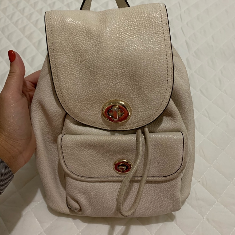 Coach Mini Turnlock Rucksack Leather Backpack
